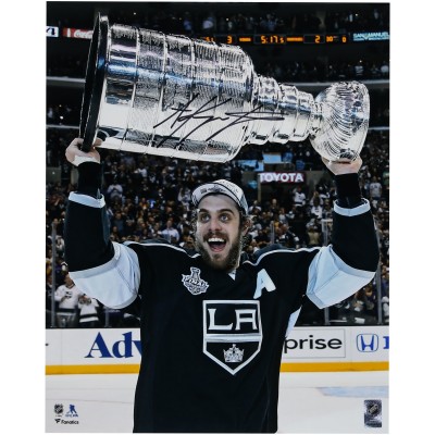 Autographed Los Angeles Kings Anze Kopitar Fanatics Authentic 16 x 20 2014 Stanley Cup Champions Raising Stanley Cup Photograph