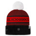 Женская шапка с помпоном Chicago Blackhawks Fanatics Black/Red Authentic Pro Rink Cuffed