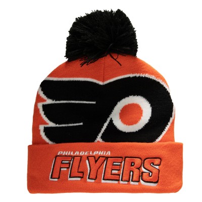 Шапка с помпоном Philadelphia Flyers Mitchell & Ness Punch Out Cuffed - Orange