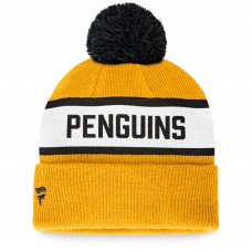 Шапка с помпоном Pittsburgh Penguins Fundamental Wordmark Cuffed Knit - Gold