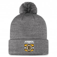 Шапка с помпоном Boston Bruins Authentic Pro Home Ice Cuffed Knit - Gray