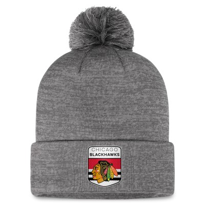 Шапка с помпоном Chicago Blackhawks Authentic Pro Home Ice Cuffed Knit - Gray