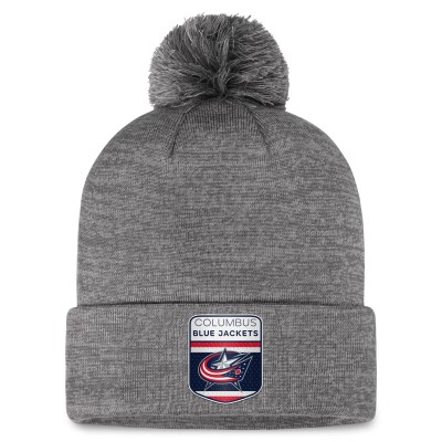 Шапка с помпоном Columbus Blue Jackets Authentic Pro Home Ice Cuffed Knit - Gray
