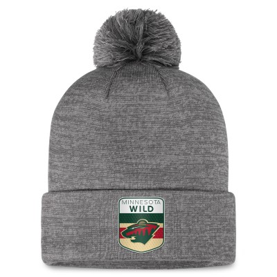 Шапка с помпоном Minnesota Wild Fanatics Authentic Pro Home Ice Cuffed Knit - Gray