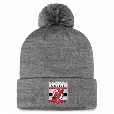 Шапка с помпоном New Jersey Devils Authentic Pro Home Ice Cuffed Knit - Gray