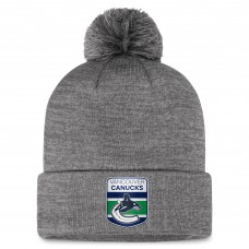 Шапка с помпоном Vancouver Canucks Fanatics Authentic Pro Home Ice Cuffed Knit - Gray