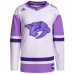 Именная джерси Nashville Predators adidas Hockey Fights Cancer Primegreen Authentic - White/Purple