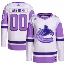 Именная джерси Vancouver Canucks adidas Hockey Fights Cancer Primegreen Authentic - White/Purple