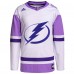 Именная джерси Tampa Bay Lightning adidas Hockey Fights Cancer Primegreen Authentic - White/Purple