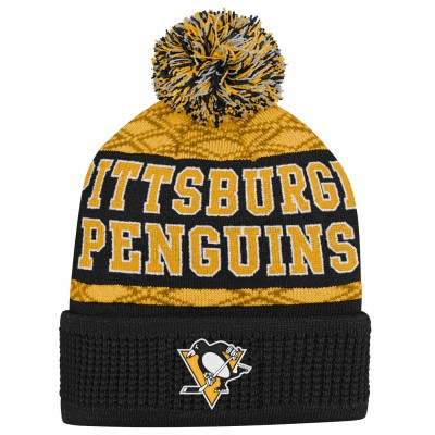 Шапка Подростковая Pittsburgh Penguins Gold Puck Cuffed Knit with Pom