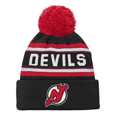 Шапка Подростковая New Jersey Devils Black Jacquard Cuffed Knit with Pom
