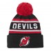 Шапка Подростковая New Jersey Devils Black Jacquard Cuffed Knit with Pom