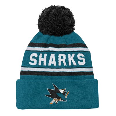 Шапка с помпоном San Jose Sharks Youth Jacquard Cuffed Knit - Teal