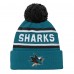 Шапка с помпоном San Jose Sharks Youth Jacquard Cuffed Knit - Teal