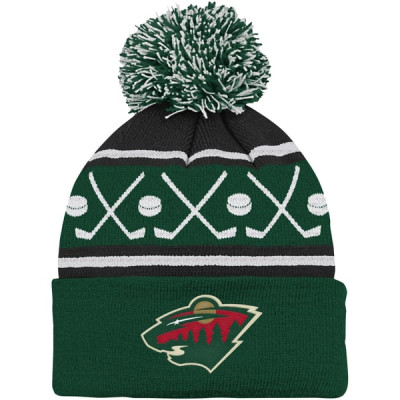 Шапка с помпоном для малыша Minnesota Wild Green Face-Off Cuffed
