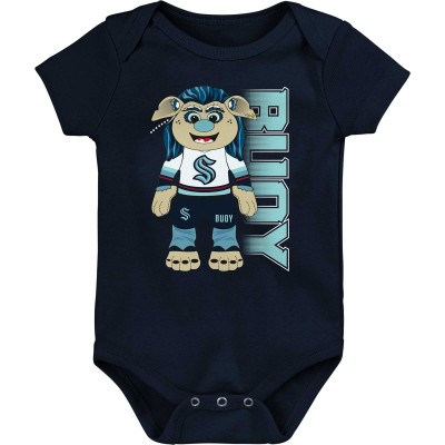 Newborn & Малышам Seattle Kraken Deep Sea Blue Mascot Cheer Bodysuit