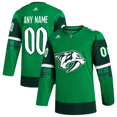 Именная игровая джерси Nashville Predators adidas St. Patricks Day Authentic Custom - Kelly Green