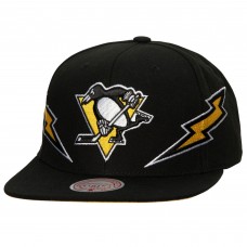 Бейсболка Pittsburgh Penguins Mitchell & Ness Black Double Trouble Lightning