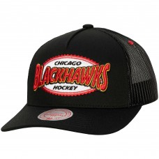 Chicago Blackhawks Mitchell & Ness Team Seal Trucker Snapback Hat - Black