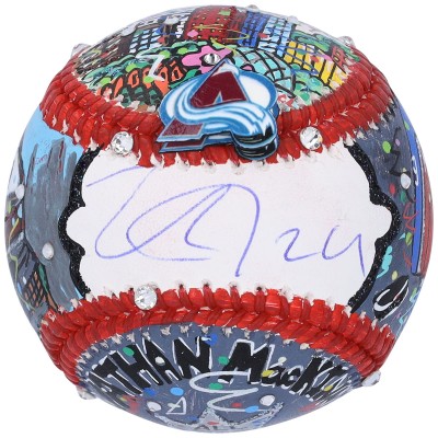 Nathan MacKinnon Colorado Avalanche Autographed Fanatics Authentic Baseball - Hand Painted by Artist Charles Fazzino