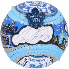 Auston Matthews Toronto Maple Leafs Autographed Fanatics Authentic Baseball - Hand Painted by Artist Charles Fazzino