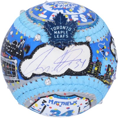 Auston Matthews Toronto Maple Leafs Autographed Fanatics Authentic Baseball - Hand Painted by Artist Charles Fazzino