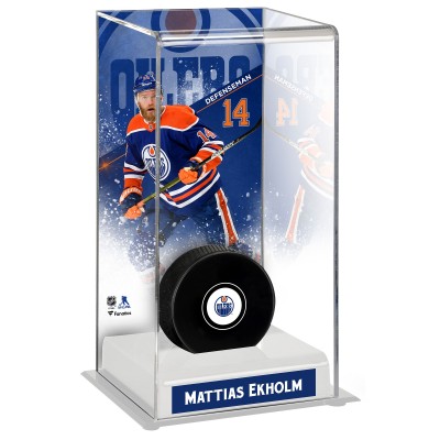 Шайба Mattias Ekholm Edmonton Oilers Fanatics Authentic Deluxe Tall Display Case