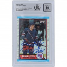 Brian Leetch New York Rangers Autographed 1989-90 Topps #136 Beckett Fanatics Witnessed Authenticated 10 Rookie Card with 1989 Calder Inscription Brian Leetch New York Rangers Autographed 1989-90 Topps #136 Beckett Fanatics Witnessed Authenticated 10 Rookie Card with 1989 Calder Inscription