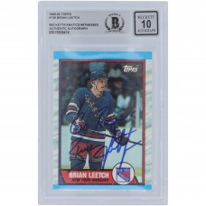 Brian Leetch New York Rangers Autographed 1989-90 Topps #136 Beckett Fanatics Witnessed Authenticated 10 Rookie Card with Go Rangers Inscription Brian Leetch New York Rangers Autographed 1989-90 Topps #136 Beckett Fanatics Witnessed Authenticated 10 Rookie Card with Go Rangers Inscription