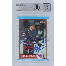 Brian Leetch New York Rangers Autographed 1989-90 Topps #136 Beckett Fanatics Witnessed Authenticated 10 Rookie Card with Last to wear #2 Inscription Brian Leetch New York Rangers Autographed 1989-90 Topps #136 Beckett Fanatics Witnessed Authenticated 10 Rookie Card with Last to wear #2 Inscription