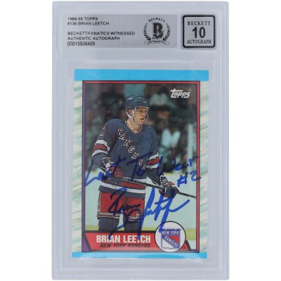 Brian Leetch New York Rangers Autographed 1989-90 Topps #136 Beckett Fanatics Witnessed Authenticated 10 Rookie Card with Last to wear #2 Inscription