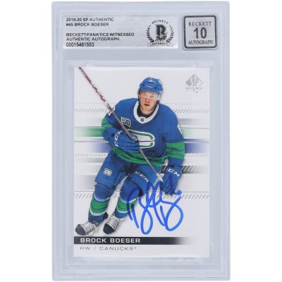 Brock Boeser Vancouver Canucks Autographed 2019-20 Upper Deck SP Authentic #45 Beckett Fanatics Witnessed Authenticated 10 Card