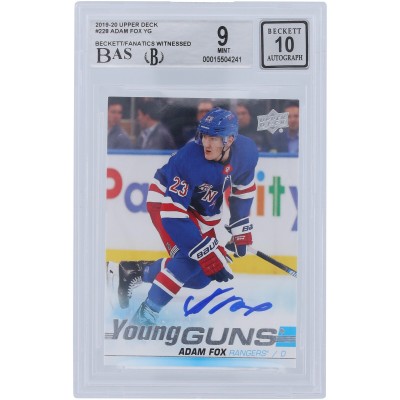 Adam Fox New York Rangers Autographed 2019-20 Upper Deck Series 1 Young Guns #228 Beckett Fanatics Witnessed Authenticated 9/10 Rookie Card
