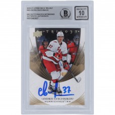 Andrei Svechnikov Carolina Hurricanes Autographed 2020-21 Upper Deck Trilogy #48 Beckett Fanatics Witnessed Authenticated 10 Card Andrei Svechnikov Carolina Hurricanes Autographed 2020-21 Upper Deck Trilogy #48 Beckett Fanatics Witnessed Authenticated 10 Card