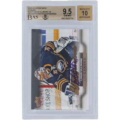 Linus Ullmark Buffalo Sabres Autographed 2015-16 Upper Deck Young Guns Canvas #C217 Beckett Fanatics Witnessed Authenticated 9.5/10 Rookie Card