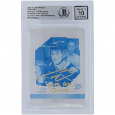 Trevor Zegras Anaheim Ducks Autographed 2021-22 Upper Deck Series 1 Printing Plate #HR-33 #1/1 Beckett Fanatics Witnessed Authenticated 10 Rookie Card with Lets Go Ducks Inscription