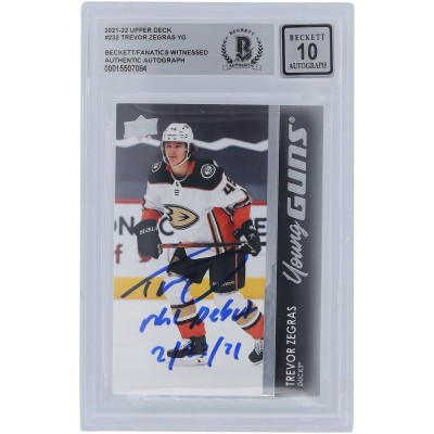 Trevor Zegras Anaheim Ducks Autographed 2021-22 Upper Deck Series 1 Young Guns #232 Beckett Fanatics Witnessed Authenticated 10 Rookie Card with NHL Debut 2/22/21 Inscription