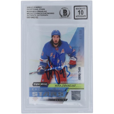 Mika Zibanejad New York Rangers Autographed 2020-21 Upper Deck Synergy Exceptional Stars #ES-28 #/749 Beckett Fanatics Witnessed Authenticated 10 Card