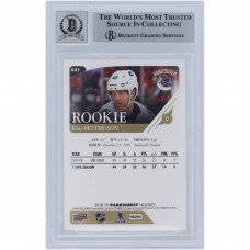 Elias Pettersson Vancouver Canucks Autographed 2018-19 Upper Deck Parkhurst #331 Beckett Fanatics Witnessed Authenticated 10 Rookie Card with 2019 Calder Inscription