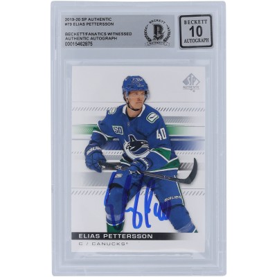 Elias Pettersson Vancouver Canucks Autographed 2019-20 Upper Deck SP Authentic #79 Beckett Fanatics Witnessed Authenticated 10 Card