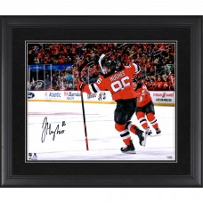 Jack Hughes New Jersey Devils Autographed Fanatics Authentic Framed 16 x 20 First NHL Goal Celebration Photograph