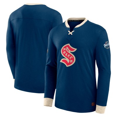 Футболка с длинным рукавом Seattle Kraken 2024 NHL Winter Classic Authentic Pro Lace - Deep Sea Blue