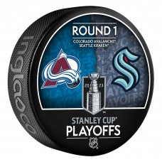 Colorado Avalanche vs. Seattle Kraken Inglasco 2023 Stanley Cup Playoffs First Round Dueling Matchup Hockey Puck