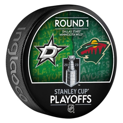 Dallas Stars vs. Minnesota Wild Inglasco 2023 Stanley Cup Playoffs First Round Dueling Matchup Hockey Puck