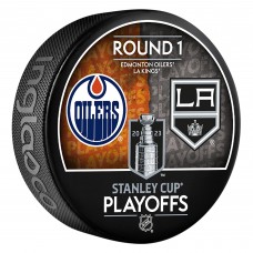 Edmonton Oilers vs. Los Angeles Kings Inglasco 2023 Stanley Cup Playoffs First Round Dueling Matchup Hockey Puck