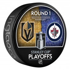 Vegas Golden Knights vs. Winnipeg Jets Inglasco 2023 Stanley Cup Playoffs First Round Dueling Matchup Hockey Puck