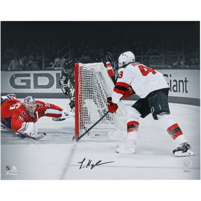 Luke Hughes New Jersey Devils Autographed Fanatics Authentic 16 x 20 First NHL Goal Spotlight Photograph