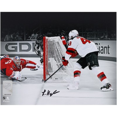 Luke Hughes New Jersey Devils Autographed Fanatics Authentic 8 x 10 First NHL Goal Spotlight Photograph
