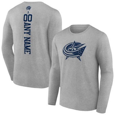 Именная футболка с длинным рукавом Columbus Blue Jackets - Heather Gray