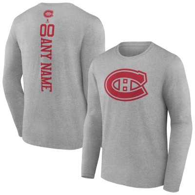 Именная футболка с длинным рукавом Montreal Canadiens Heather Gray
